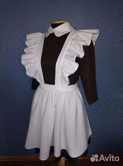 Школьная форма, белый фартук, школьное платье