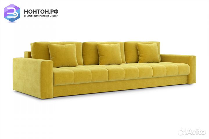 Диван тик-так Монарх 3-х местный горчичный