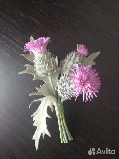 Брошь-бутоньерка из фоамирана 'Чертополох'