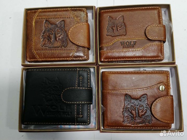 Мужские кошельки из кожи Степной Волк