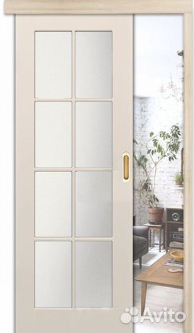 Раздвижная дверь эмаль VFD Порта остеклённая Ivory