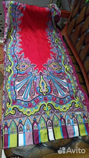 Палантин etro 180х65 шелк пейсли италия