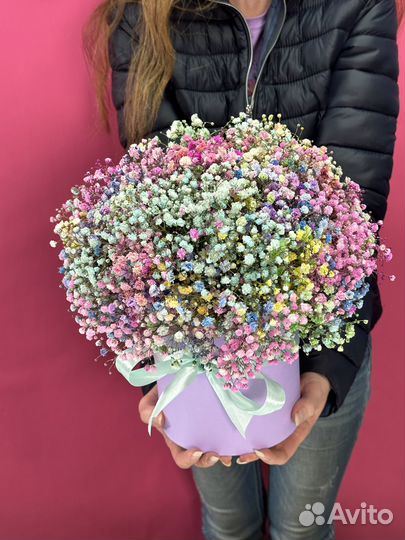 Букет из гипсофилы. Гипсофилы в коробке