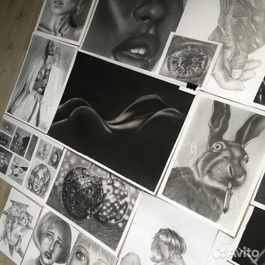 Рисунок картины карандашом реализм назаказ графика