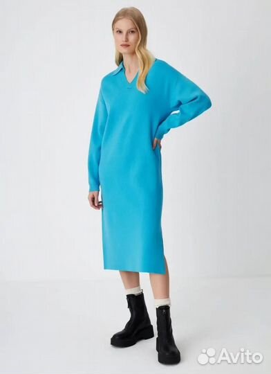 Вязаное платье sela с воротником поло размер S