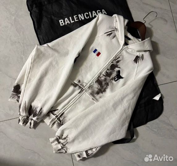 Зип Худи Balenciaga x Polo с эффектом грязи