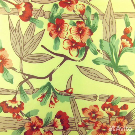 Ткань ацетатный шёлк с цветами отрез