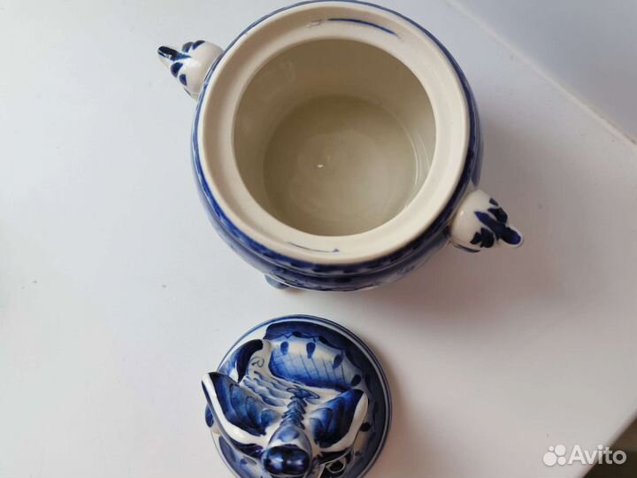 Гжель сахарница птица-феникс