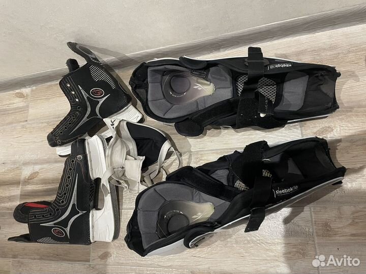 Щитки хоккейные, ракушка, коньки