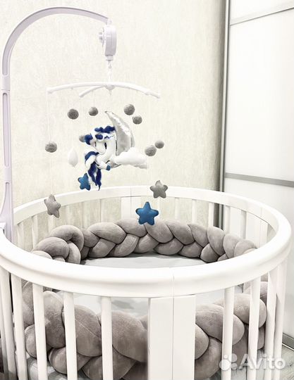 Детская кроватка трансформер круглая