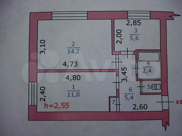 2-к. квартира, 40 м², 3/3 эт.