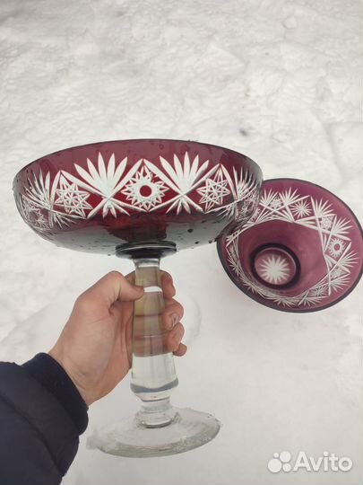 Вазы для фруктов,конфетница СССР винтаж стекло
