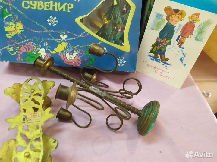 Подсвечники латунь керамика СССР