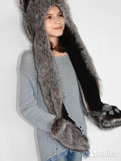 Шапка меховая волк