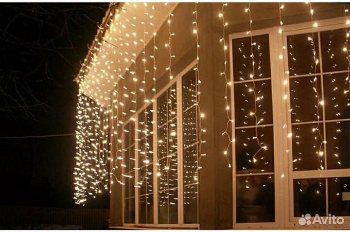 Электрогирлянды-занавесы мерцание или водопад