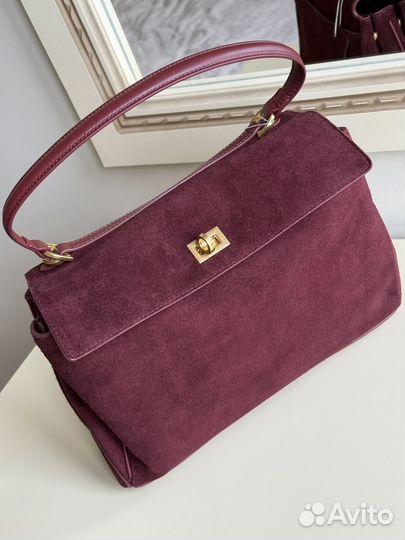 Сумка в стиле Balenciaga rodeo замша бордо