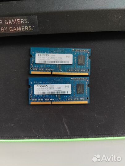 2 плашки по 2гб DDR3 Для ноутбука SO-dimm Elpida