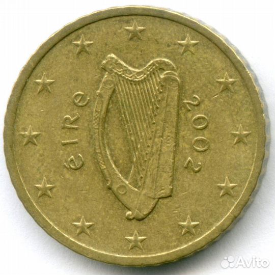 50 евроцентов 2002 год. Ирландия. Регулярный выпуск. Тип 1. Нордик XF