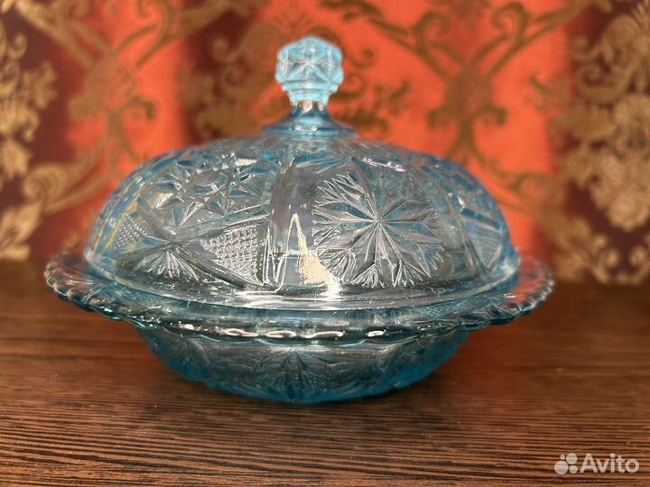 Антикварная масленка стекло ранние советы