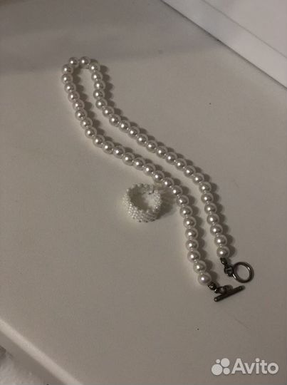 Комплект из бисера ожерелье и кольцо