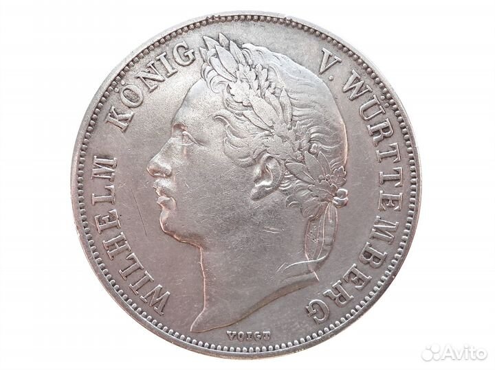 Германия, Вюртемберг 1 гульден 1841, серебро