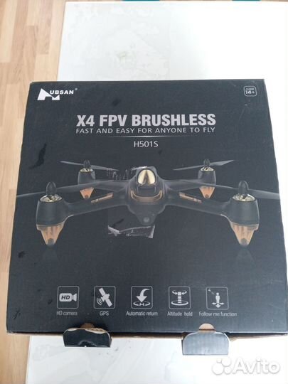Квадрокоптер Hubsan X4 FPV Brushless H501S черный