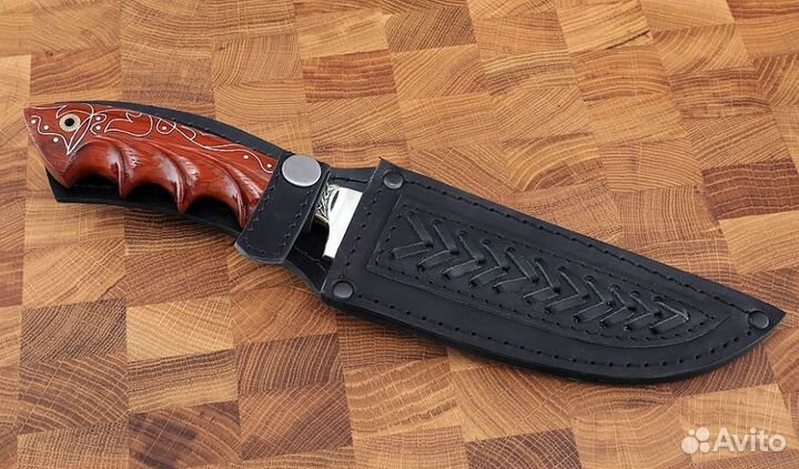 Нож Узбекский elmax падук резной с инкрустацией