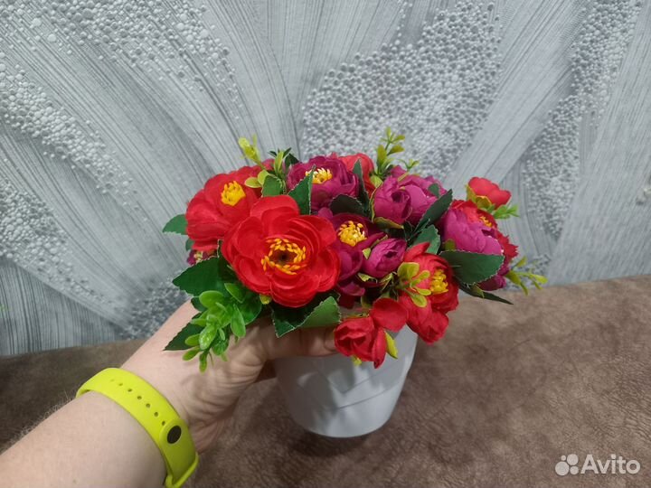 Интерьерные цветы искусственные розы букет декор