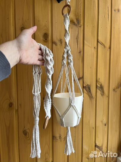 Кашпо подвесное для цветов макраме
