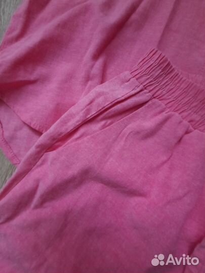 Льняной костюм шорты с рубашкой