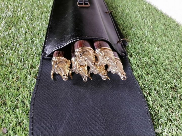 Шампуры объёмная рукоять Бык в чехле эко-кожа (стр