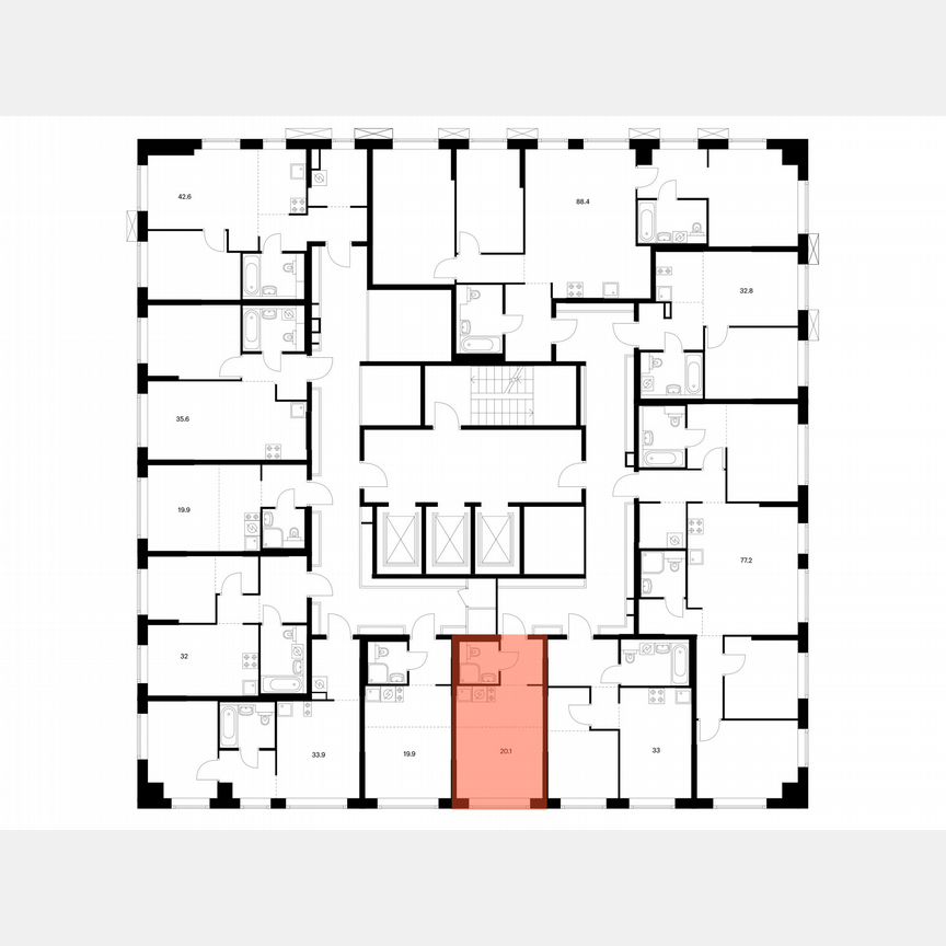 Квартира-студия, 20,1 м², 8/24 эт.