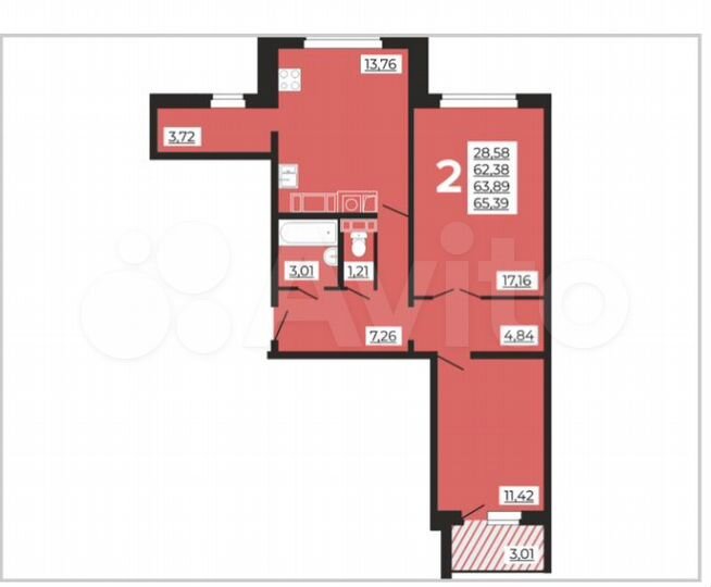 2-к. квартира, 65 м², 7/10 эт.