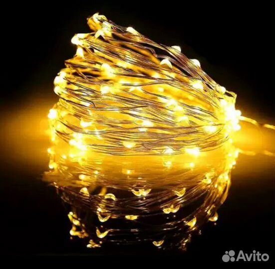 Гирлянда роса капля 100 Led на батарейках и USB