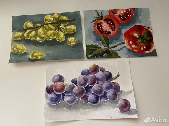 Акварельные картины, ботанические иллюстрации