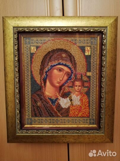 Икона Божья матерь вышивка бисером