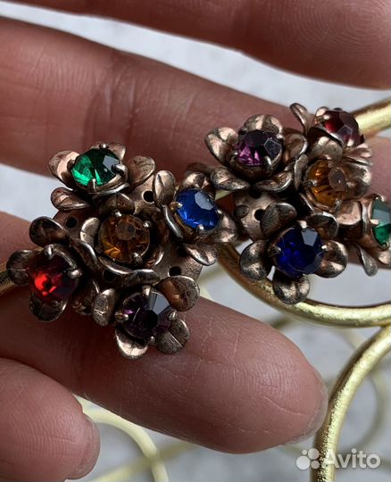 Антикварные серебряные серьги на винтах