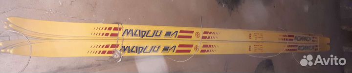 Беговые лыжи деревянные с креплениями 195