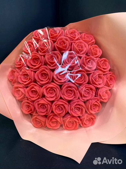 Розы из Белого Шоколада - 37 шт в Букете