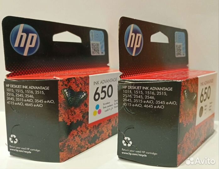 Картриджи струйные HP 650 оригинальные