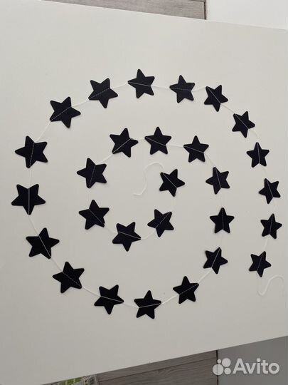 Гирлянда Звёзды Бумажные Белые Чёрные
