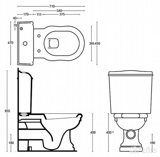 Ceramica Althea royal механизм слива с держателем