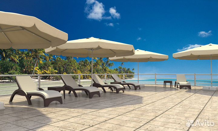 Шезлонг-лежак пластиковый с имитацией плетения