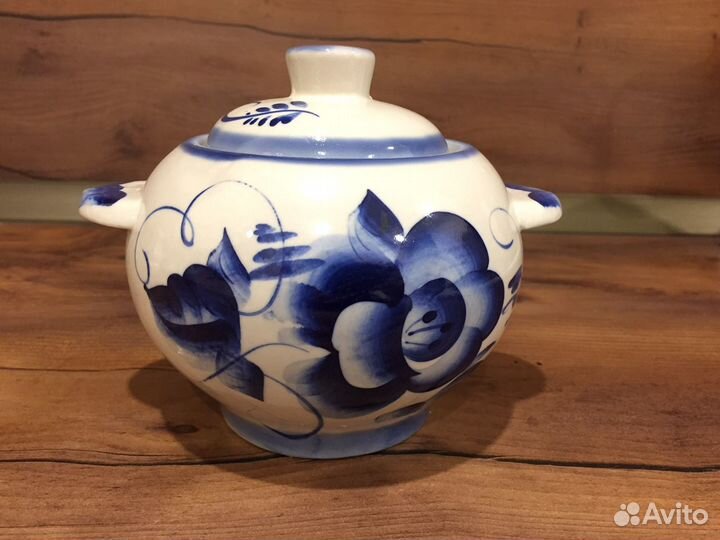 Сахарница керамическая, гжель