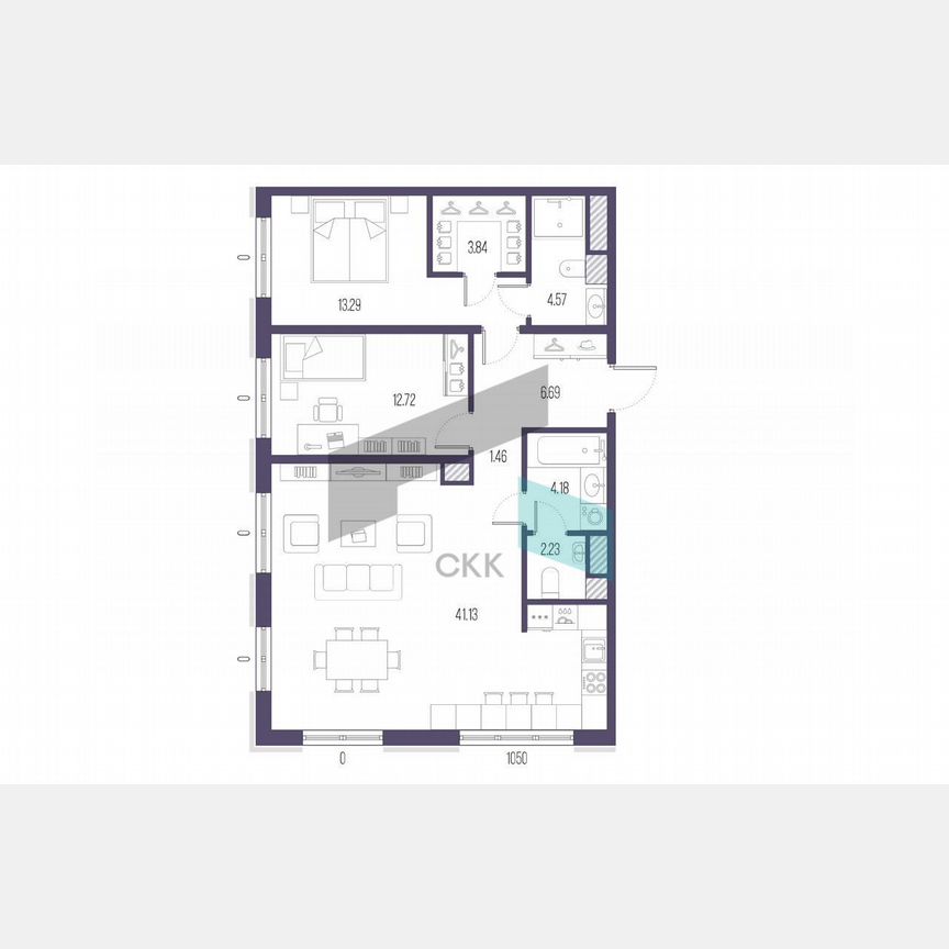 2-к. квартира, 90 м², 8/9 эт.