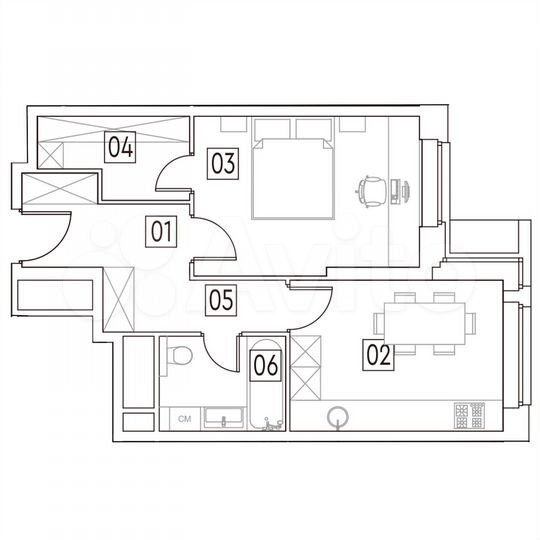 1-к. апартаменты, 42,6 м², 12/29 эт.