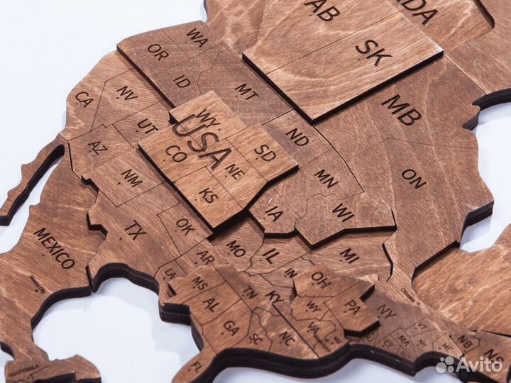 Деревянная карта мира ручной работы