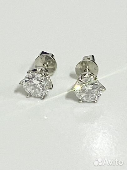 Серьги пусеты золото бриллианты 2 ct