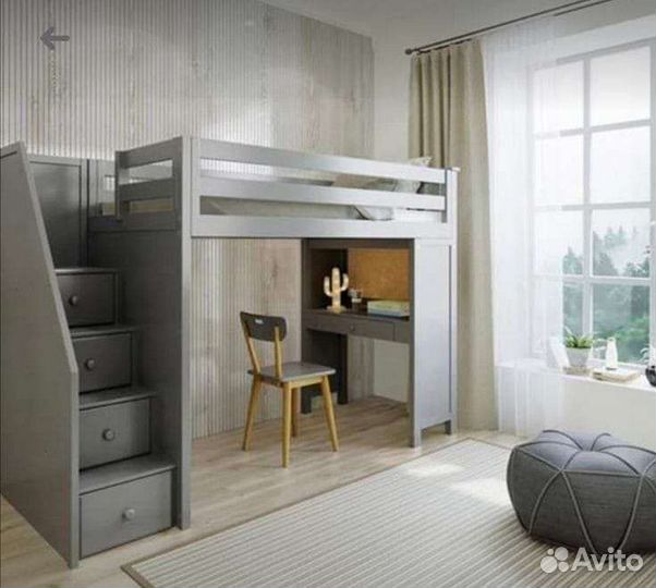 Детская кровать 2х ярусная 2х этажная Массив