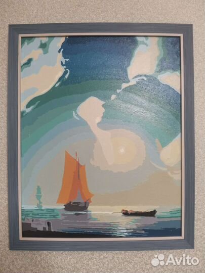 Картина на холсте, раскрашена акриловыми красками